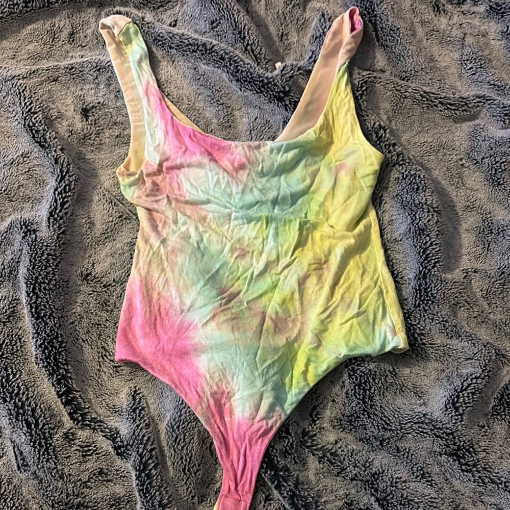 Astr Pink and Green Bodysuit One Piece